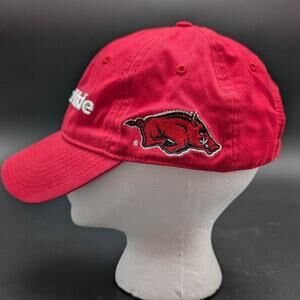 TaylorMade Hat Mens Red Adjustable Buckle Embroidered Arkansas Razorbacks Logo